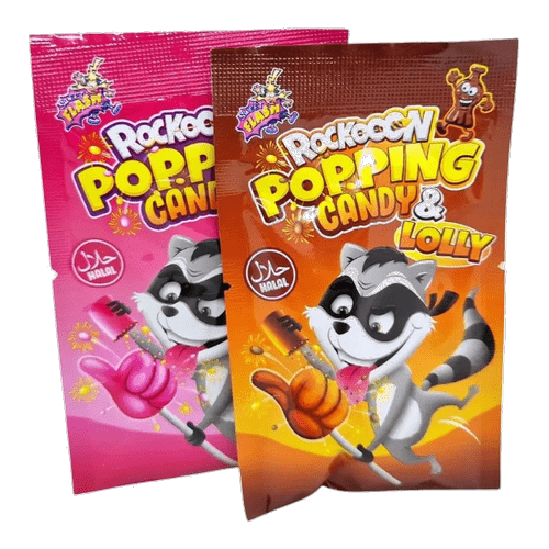 Rackoon Lolly & Popping Candy Cola/Strawberry (2x14g) - CandyKosmos